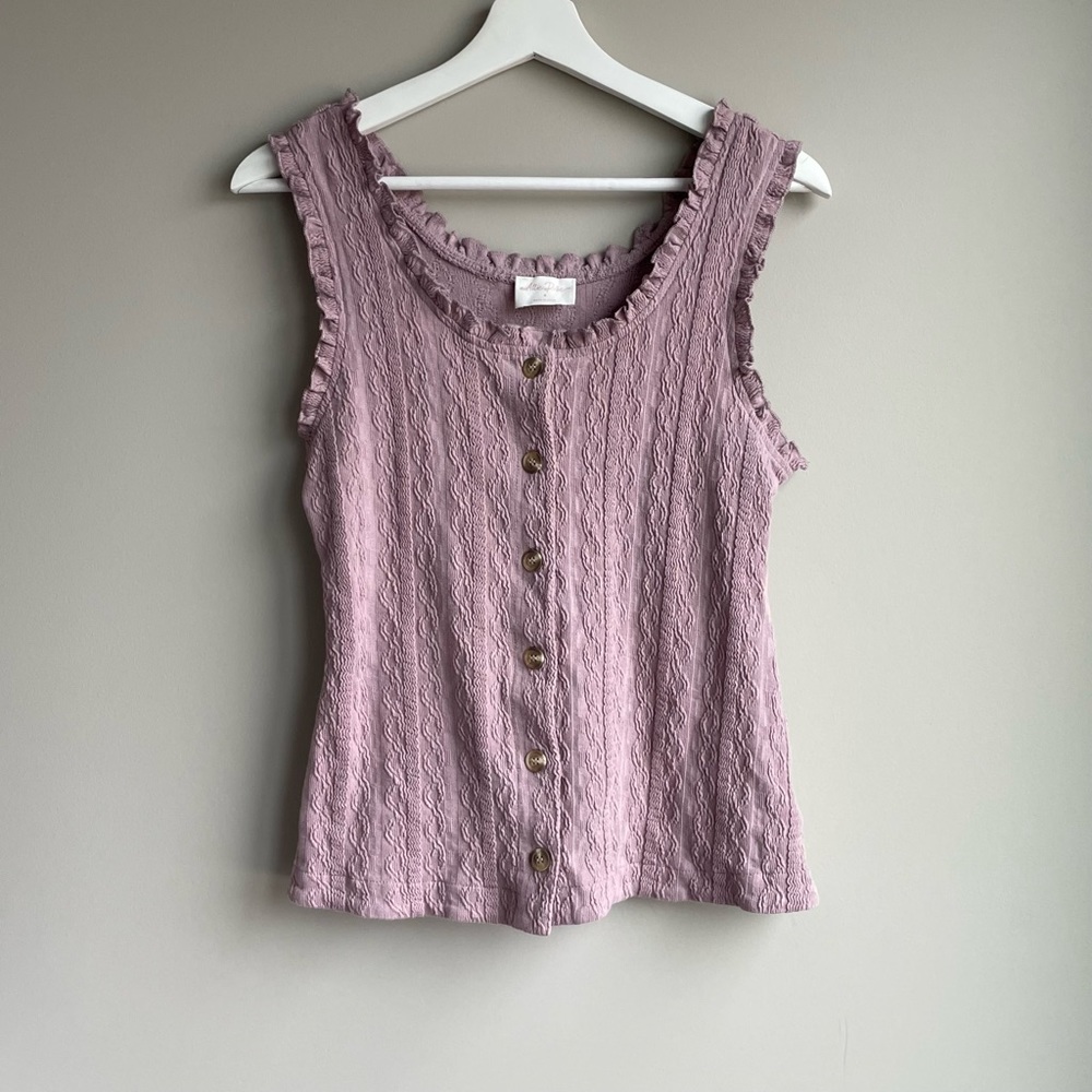 Allie Rose Mauve Frill Edge Tank Top